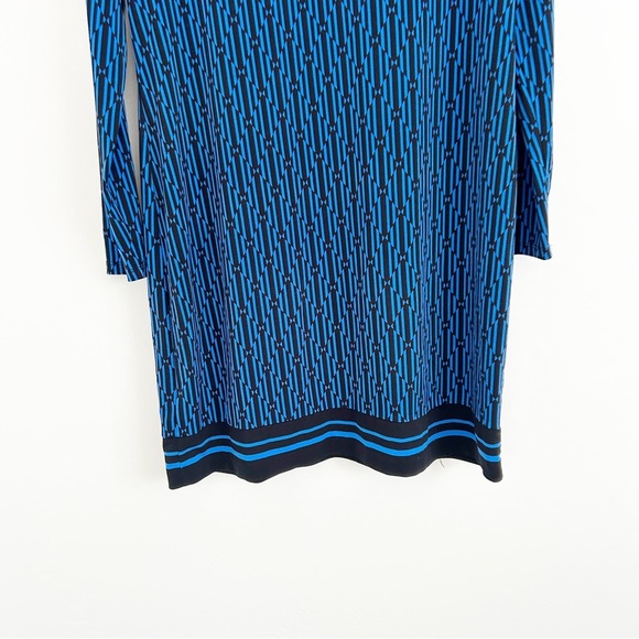 Michael Kors Blue & Black Geometric Jersey Mini Dress Size Petite Large (L) - Picture 6 of 7